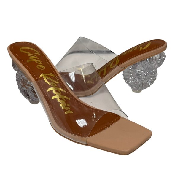Cape Robbin Robertaa Clear Slide Sandals Acrylic Nautilus Shell Heel size 10 - Picture 4 of 7